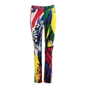 Versace Multicolor Graphic Skinny Jeans